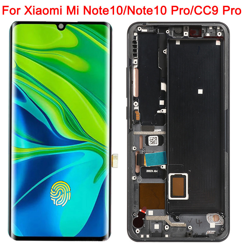 Original Mi CC9 Pro LCD For Xiaomi Mi Note 10 Pro Display Frame 6.47 Inch Mi Note10 Lite M1910F4G LC