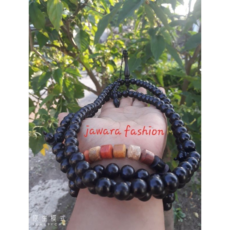 TASBIH FOSIL KELOR HITAM NATURAL KALIMANTAN 12MM