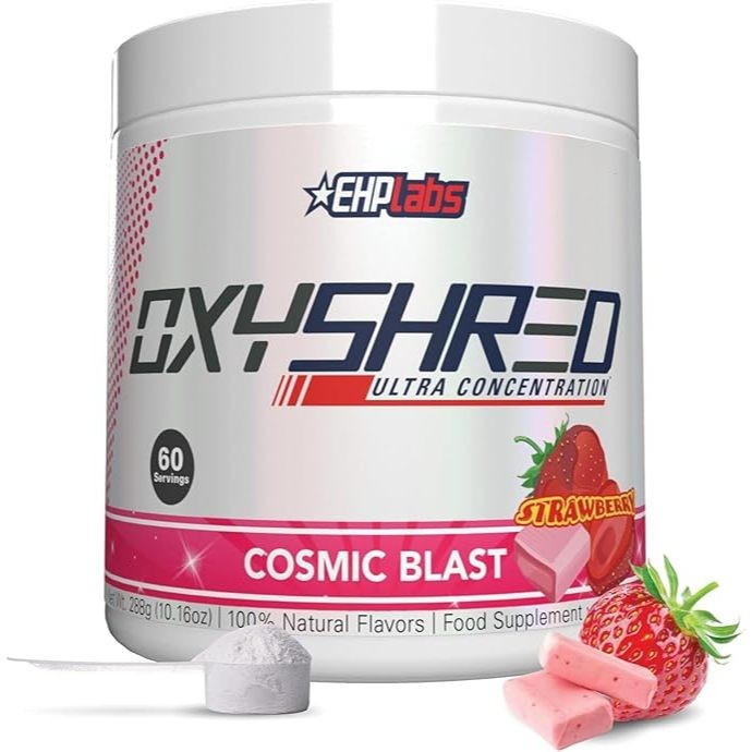 

EHP Labs OxyShred Pre Workout Powder - Preworkout Powder with L Glutamine & Acetyl L Carnitine, Energy Boost Drink - Cosmic Blast 60 Servings 288g