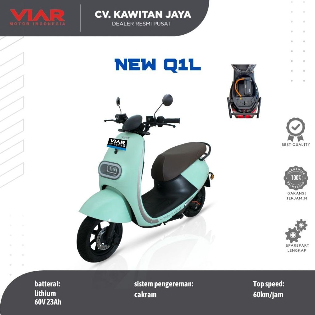 MOTOR LISTRIK VIAR NEW Q1L - SUBSIDI PEMERINTAH - GARANSI RESMI