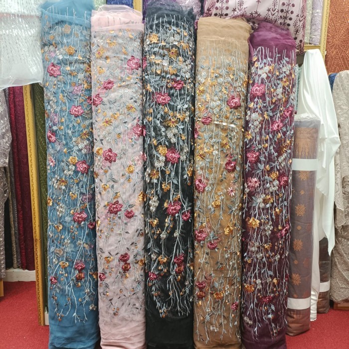 ✨LARIS✨ -kain tile brukat brokat premium meteran.tile payet-tile turin - Hitam