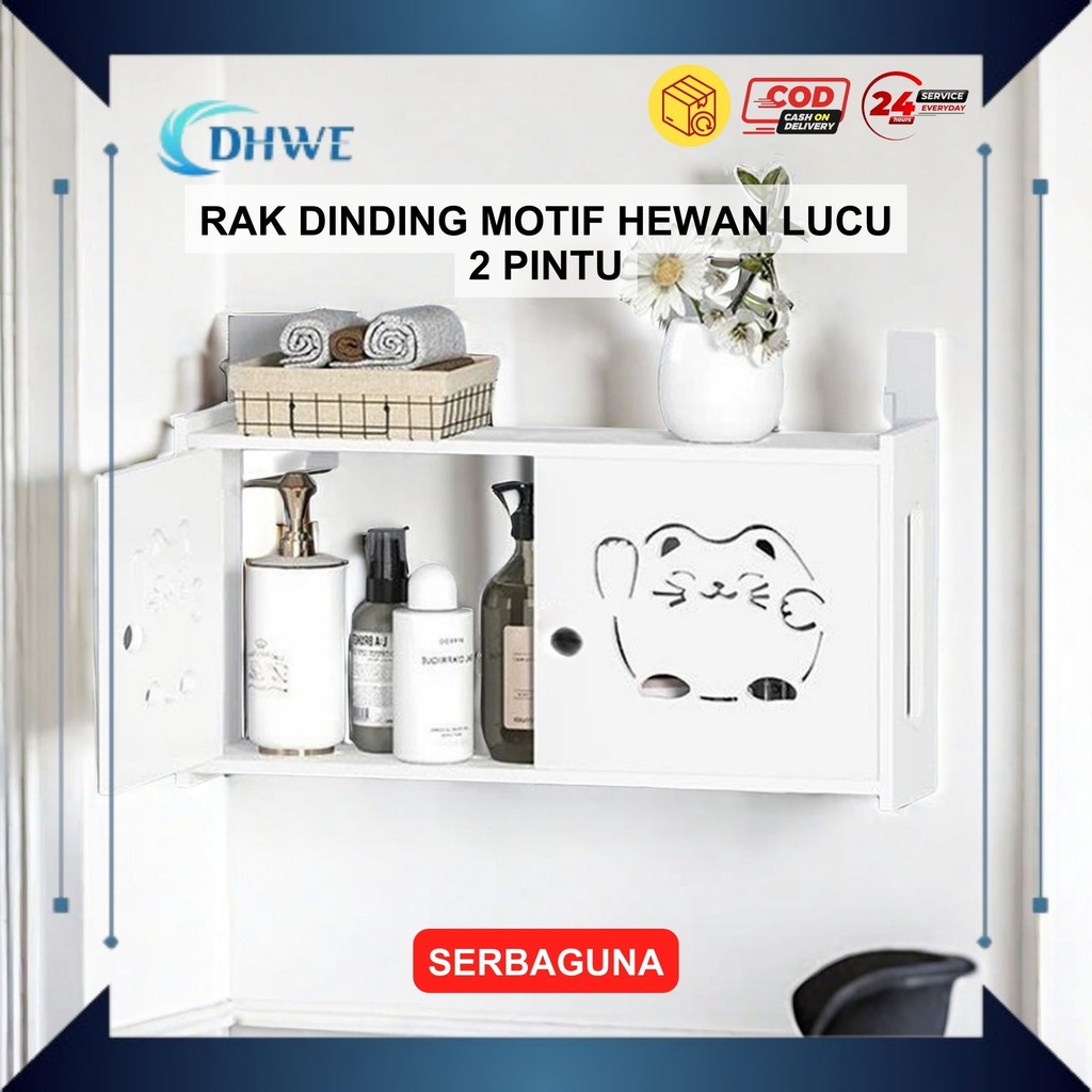 DHWE - Rak Dinding Rak Kabinet Gantung 2 Pintu Motif Karakter Lucu Rak Penyimpanan Barang Buku Botol
