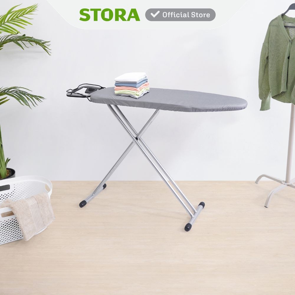 Stora Meja Setrika Lipat 117x33x81 cm - Abu-Abu Metalik Ironing Board Papan Setrika Meja Gosok Board
