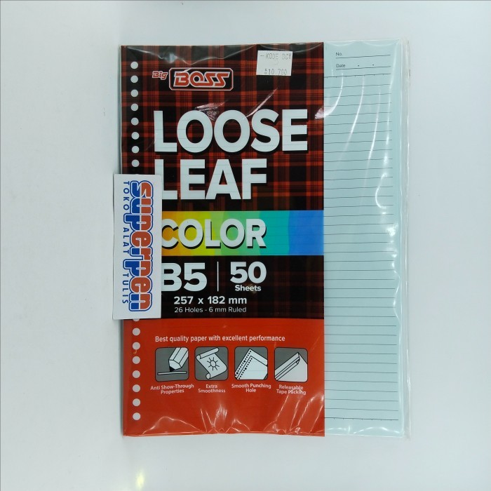 

Loose Leaf Isi Binder B5 Biru 50 Lembar Big Boss
