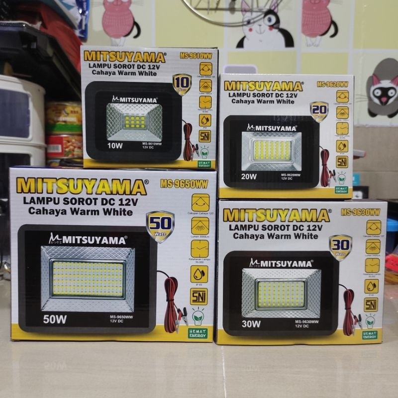 Lampu Sorot LED DC 50 Watt 30 Watt 20 Watt 10 Watt Aki Cahaya Kuning Putih Lampu Sorot DC LED 50Watt