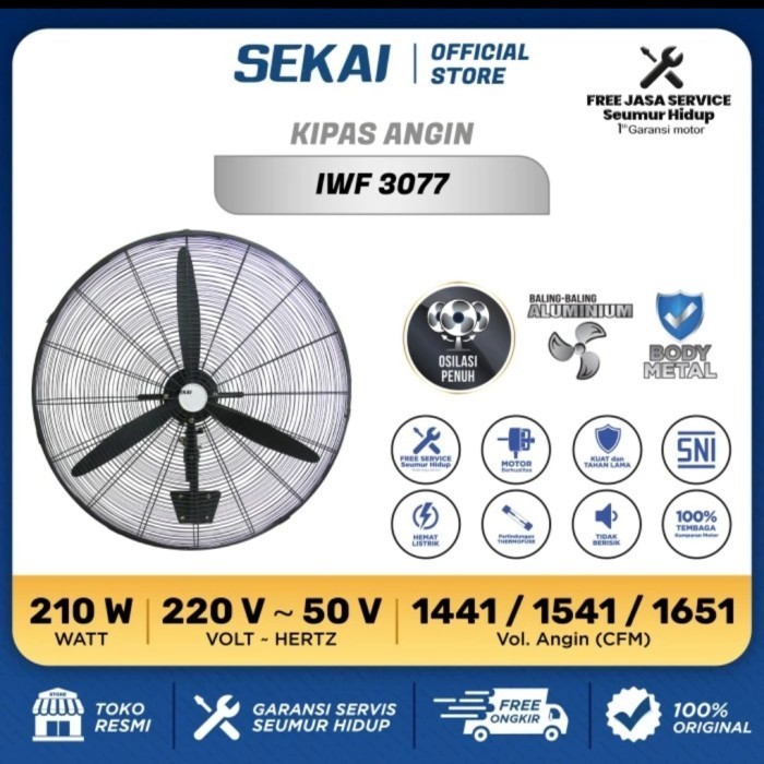 SEKAI Kipas Angin Dinding Pabrik 30inch IWF 3077 IWF-3077 IWF3077