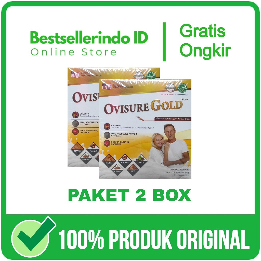 

2 Box Ovisure Gold Asli Original Milk Susu Vitamin Tulang Sendi Nyeri Otot Keram Kebas