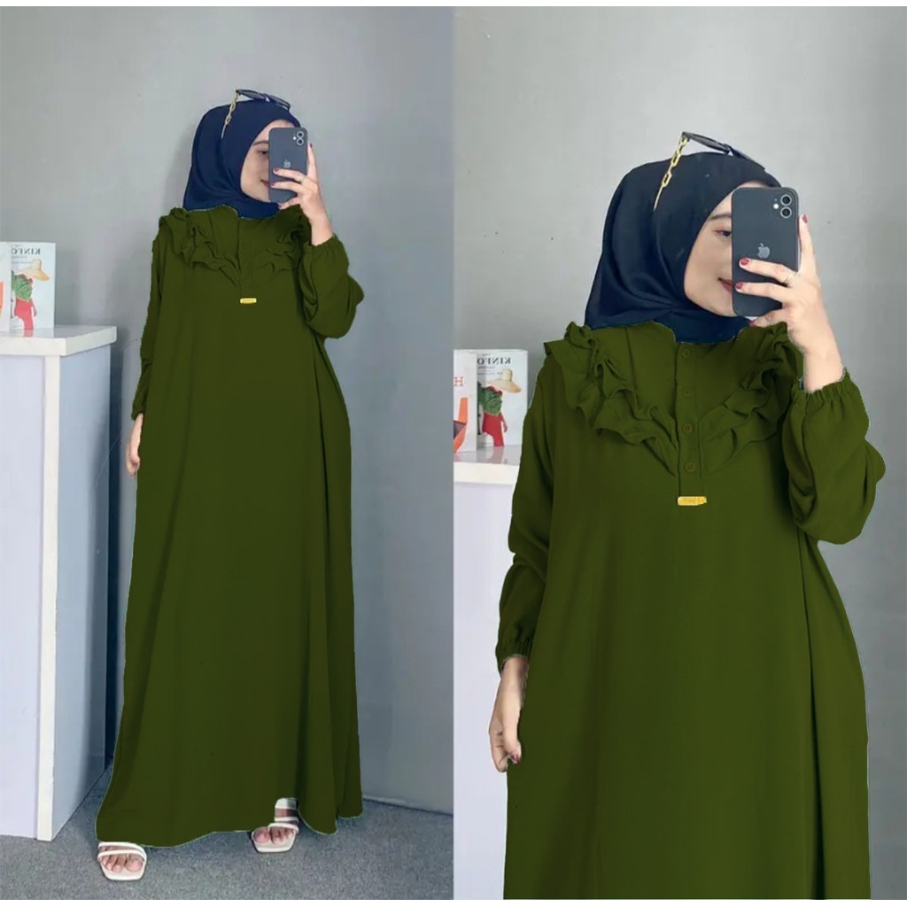 GAMIS SALSA JUMBO CRINGKEL LD 120 PB 140 SALSA DRESS GAMIS WANITA POLOS