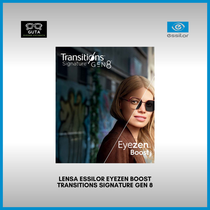 Lensa Kacamata Progresif Crizal Essilor Eyezen Boost Transitions Signature GEN 8 Grey Original