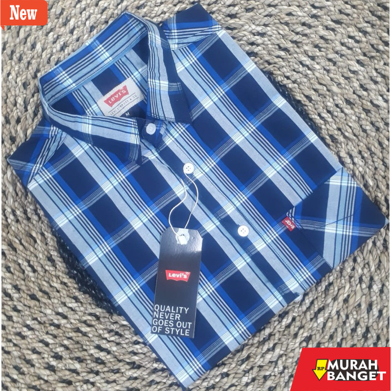 kemeja kotak kotak cowok Kemeja 501 usa lengan pendek kotak kotak pria Import Quality Pria /Kemeja D