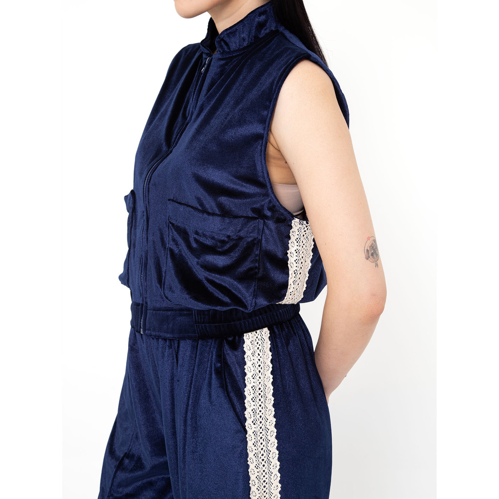 Vest Wanita - Bobo Tokyo - Agatha Velvet Track Vest Navy