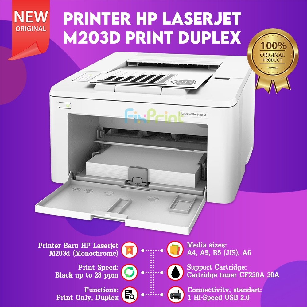 FixPrint HP Printer LaserJet M203d Monocrome Print Only Duplex Garansi