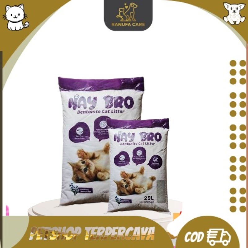 Pasir Kucing Hay Bro Bentonite 10lt Lavender|C. PASIR 10lt