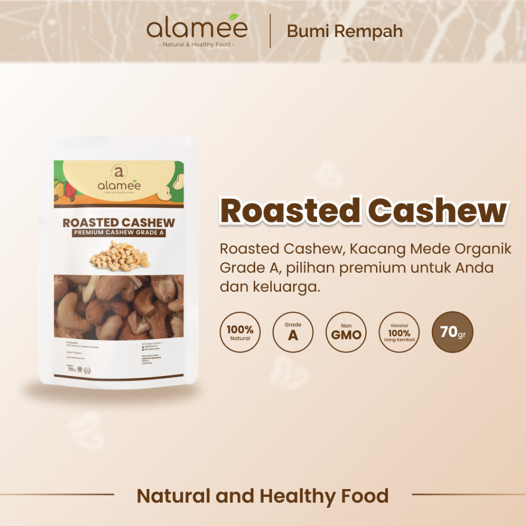 

Kacang Mede Mete Mente Cashew Panggang Roasted Oven Original Premium Grade A Utuh Matang Asli 70g