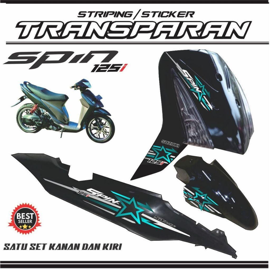 Sticker Transparan Uv Motor Spin 2009 Striping Bintang Keren Cod VARIASI