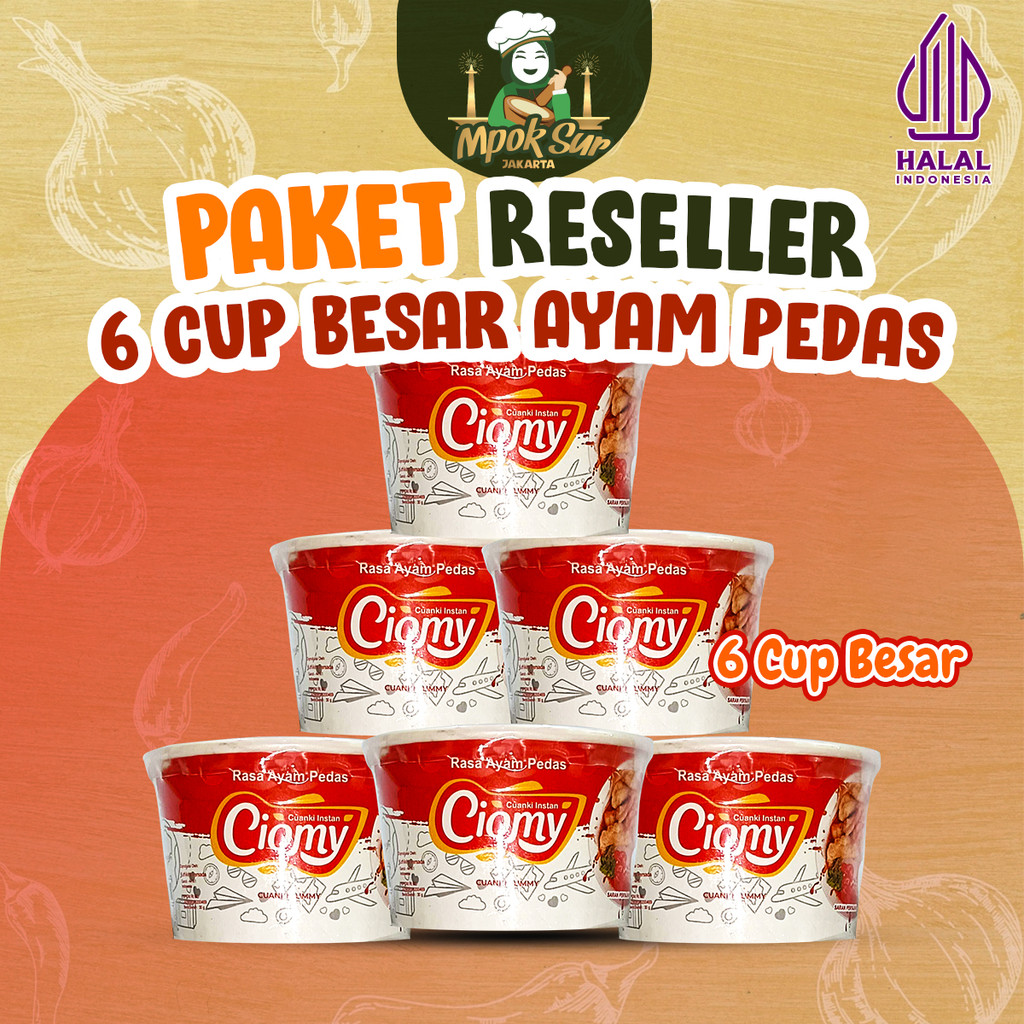 

wadistroalip Mpok Sur - Paket Hemat Ciomy Cuanki Cup Besar Ayam Pedas Set isi 6 pcs