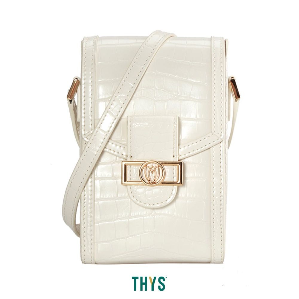 Susen Tas Selempang Croco Pouch Dengan Flap - Krem