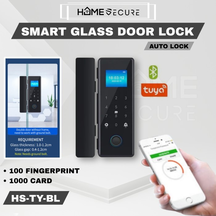 Smart Glass Door Lock / Smart Door Lock Pintu Kaca Frameless / Kunci Pintu Digital untuk pintu kaca 