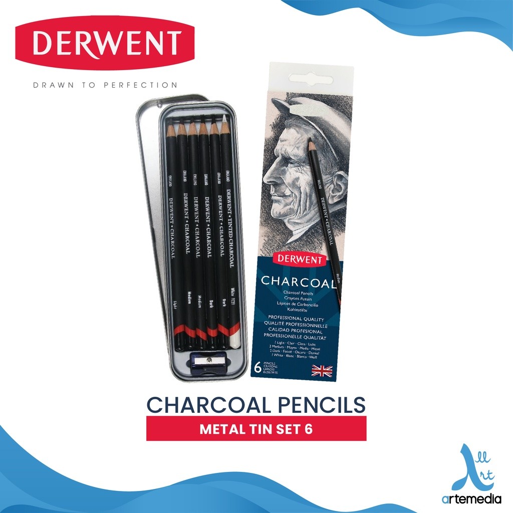 

Gramedia Surabaya - Derwent Charcoal 6 Pencil Metal Tin Set