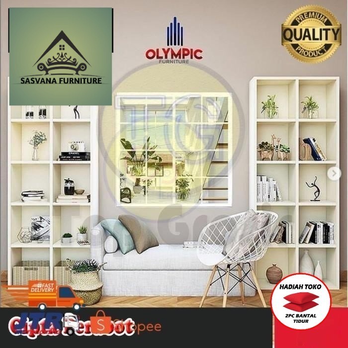 (FREE BANTAL TIDUR) TERLARIS Rak Serba Guna Buku TV Lynel Olympic 2 x 5 SASVANA FURNITURE