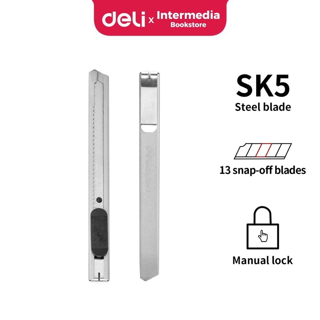 

Deli E2053 Cutter dengan pisau baja SK5 memudahkan untuk memotong dan penggunaan yang aman