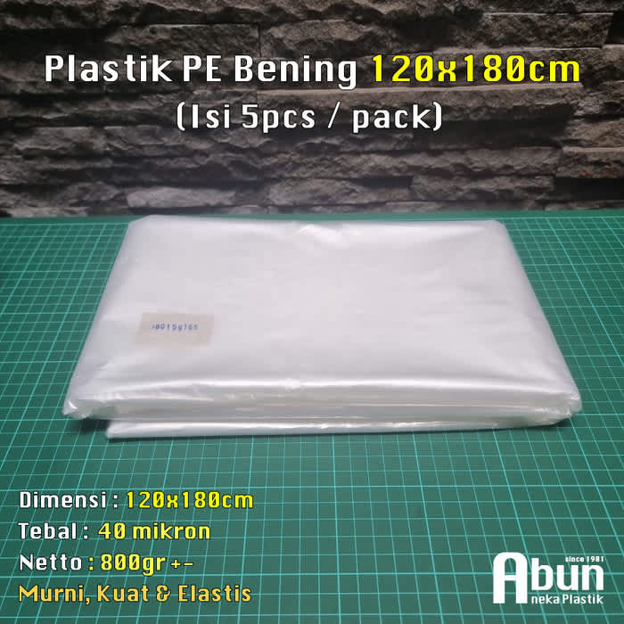 Plastik Sampah PE Bening Jumbo 120x180 @5pcs