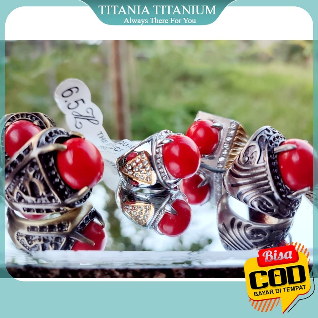TITANIA. Cincin Batu Akik Merah Delima, Batu Hijau Jambrud & Batu Biru Safir, Bisa Menyala Dalam Air