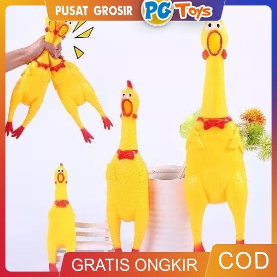 PGTOYS Mainan Ayam Encit Pencet Teriak Bersuara Screaming Shrilling Chicken Bunyi Ayam Berkokok