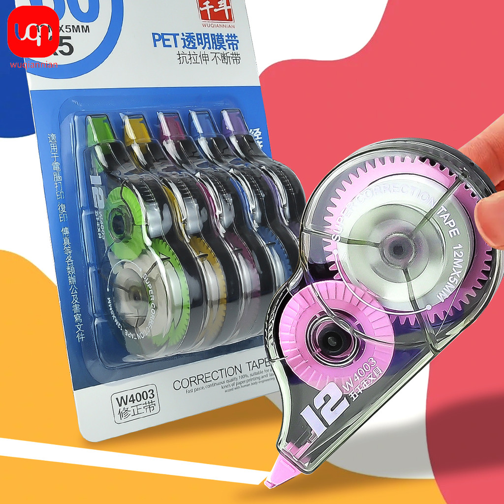 

5pcs color large capacity correction tape corrector 5 color options Stationery correction tape back to school supplies