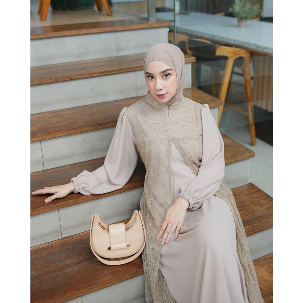 AMANDA MALL - NEW ZALFA DRESS BAHAN CRINKLE AIRFLOW + CHANTILY dress kondangan/dress pesta/gaun mewa