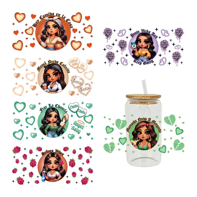 

UV DTF Transfer Sticker Little Girl For The 16oz Libbey Glasses Wraps Bottles Cup Can DIY Waterproof Custom Decals D15706