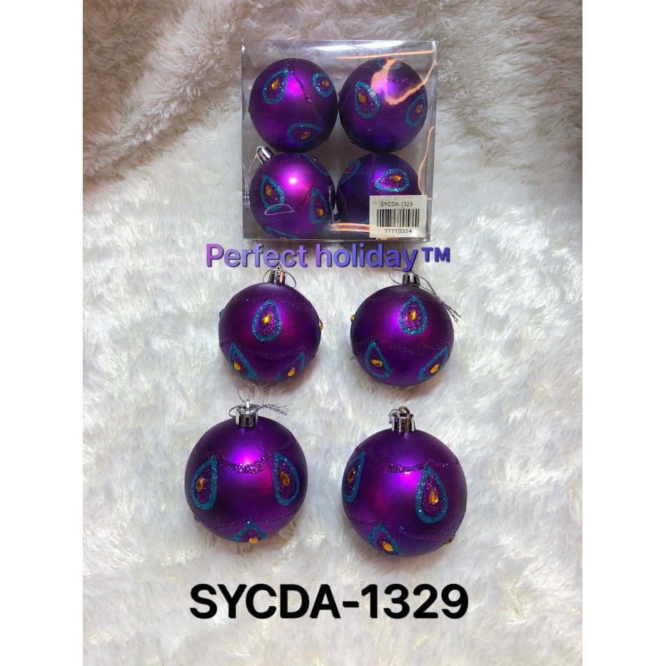 

Bola natal ungu glitter 7cm isi 4pcs SYCDA-1329