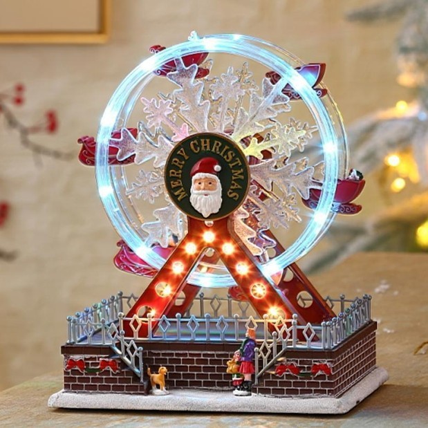 

Hiasan Natal CHRISTMAS VILLAGE - Wheel w LED movement & music