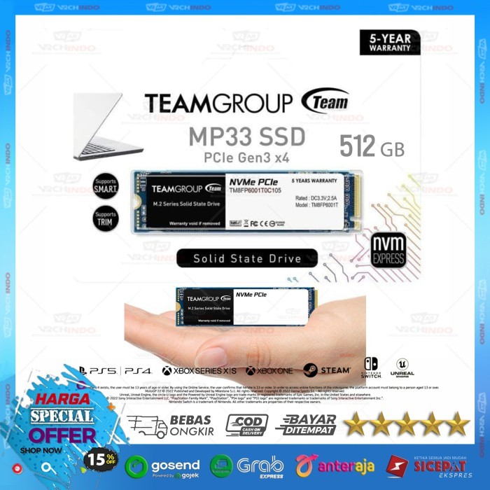 SSD NVMe M.2 Team Group 512GB Team MP33 2280 - SSD Nvme M2 512 GB TeamGroup MP-33 2280 PCIe Gen3 X4