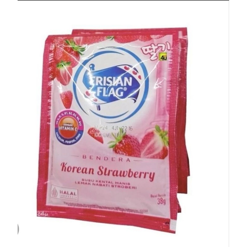 

1 PCS - BENDERA KENTAL MANIS KOREAN STRAWBERY SACHET 38g 1 PCS - FRISIAN FLAG SUSU KENTAL MANIS