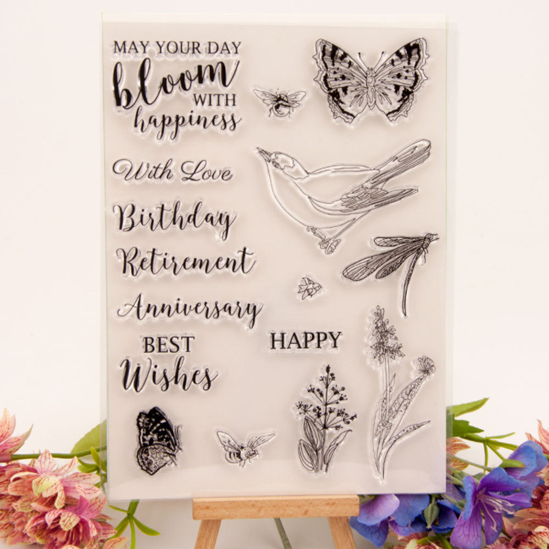 

Butterfly Bird Transparent Silicone Stamp Cutting DIY Hand Account Scrapbooking Rubber Coloring Embossed Diary Decor Reusable