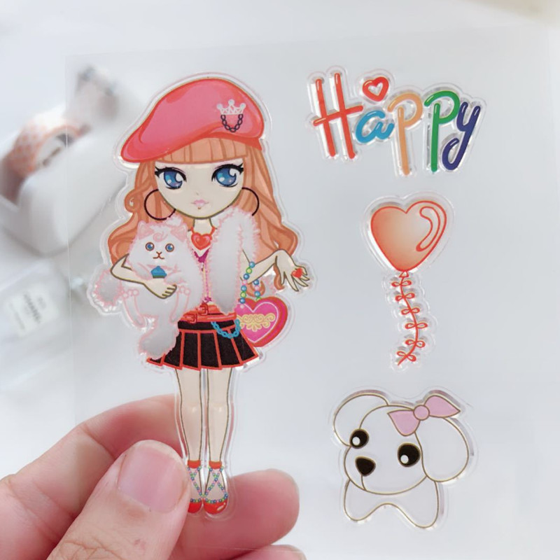 

Cute Sunshine Girl Stamps Rubber Transparent Silicone Seal DIY Hand Account Scrapbook Journal Decoration Crafts Stencil Reusable