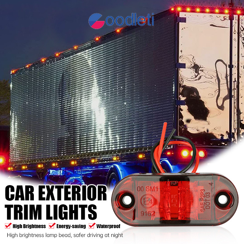 Goodleti Lampu Tepi Dekoratif Eksterior Mobil Lampu Depan Selalu Menyala Lampu Lebar LED Lampu Belak