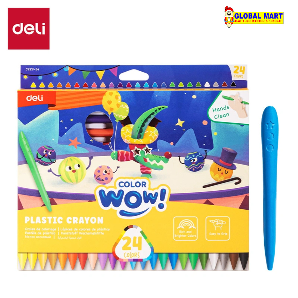 

Plastic Crayon / krayon plastik Deli EC229 12 warna / 24 warna