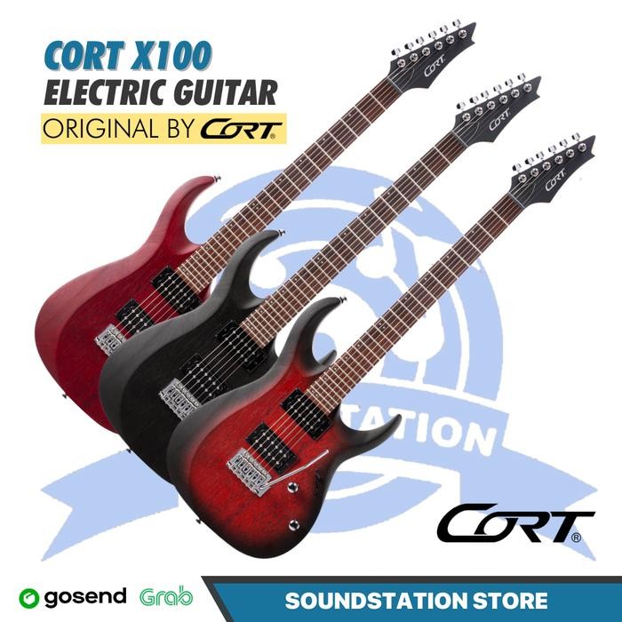 Cort X100 Electric Guitar HH | Gitar Elektrik Original | OPBK / OPBC / OPBB - Black Cherry (OPBC)