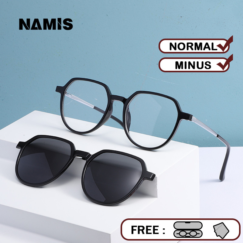 Namis Kacamata Clip On Hitam Minus Wanita Pria Anti Blueray Photocromic Bluecromic Kaca Mata Optik