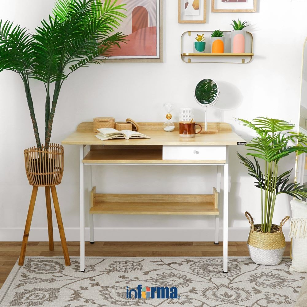 Informa Gallant Meja Kantor - Putih Office Table Furnitur Kantor Meja Kerja Belajar Minimalis Serbag