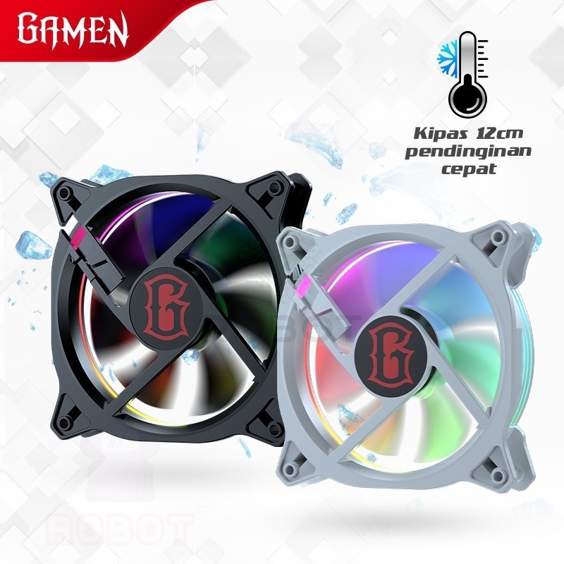 GAMEN Gaming Fan CPU RGB Ergonomic Fan 1000 RPM 12 cm Silent Fan Original Keunggulan Kipas Ergonomis