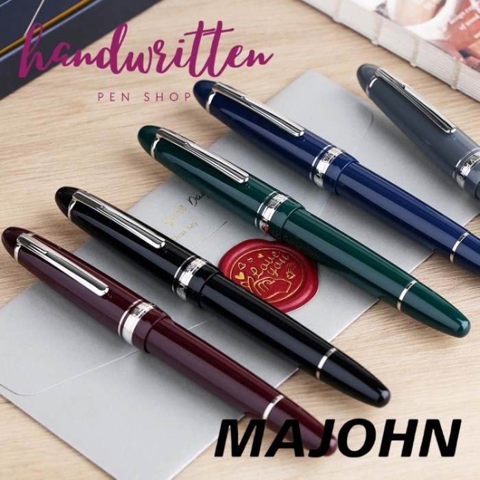 

best -MAJOHN P136 The Masterpiece Piston Filler Fountain Pen - Retro Green CT, SS Extra Fine