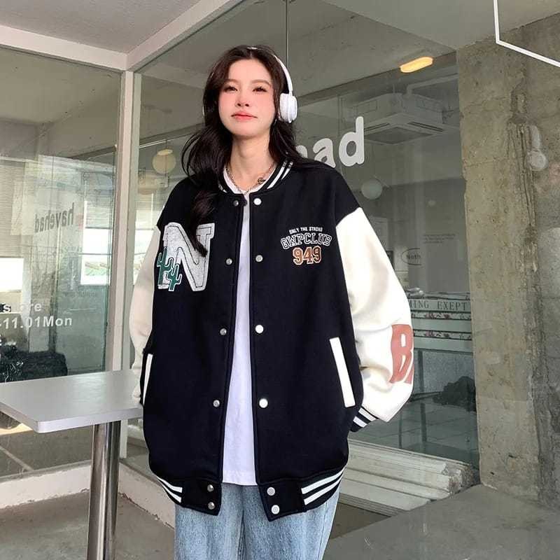 JAKET BASEBALL WANITA OVERSIZE - N CACTUS VARSITY JACKET - STREET KOREAN STYLE BISBOL JAKET BARU