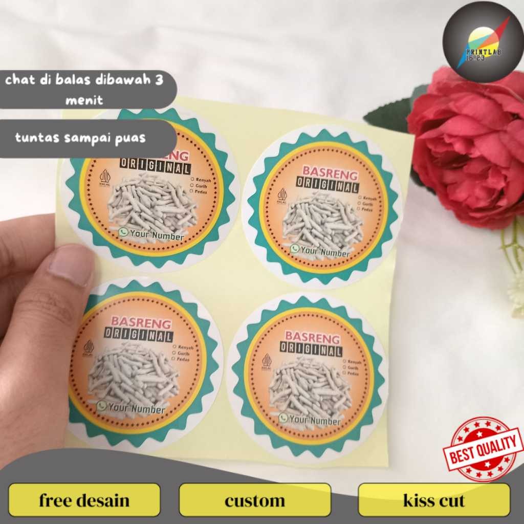 

PrintLab 2-4 Sticker Makanan Cemilan Basreng Stiker Label Produk Jajanan Bulat Chromo Free Desain