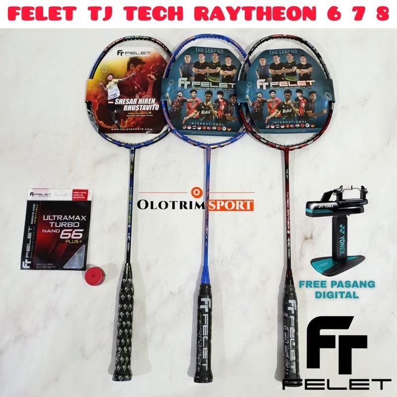 Raket Badminton FELET TJ TECH RAYTHEON 6 7 8 38LBS ORIGINAL