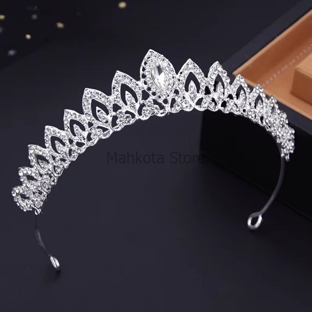 Mahkota Pengantian Tiara Silver Fuji Perak Alloy Putri Crown Simple Elegan