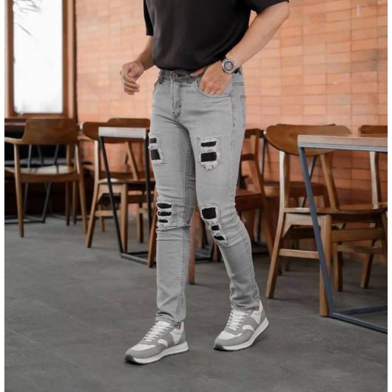 Jeans panjang clana jeans pria panjang sobek keren clana jeans panjang slim fit size clana clana pre
