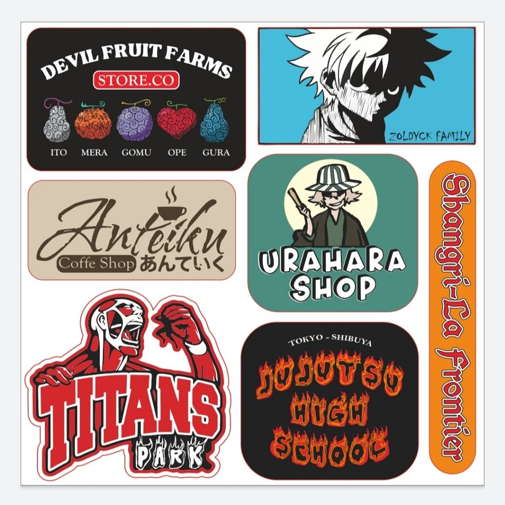 

Stiker Anime One Piece Jujutsu High School Urahara Shop SLF AOT - Stiker Vinyl High Quality Stiker Pack